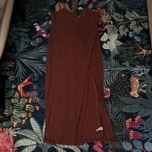 Brown Maxi Dress with Slit